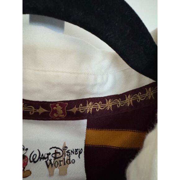 Vintage Walt Disney World Long Sleeve Polo Rugby Style Shirt Men's Large Maroon - Picture 6 of 7